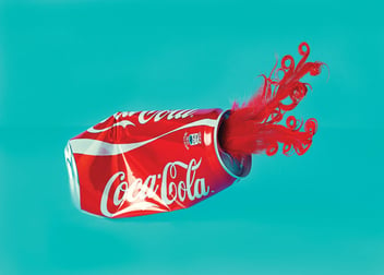 coke can on green background